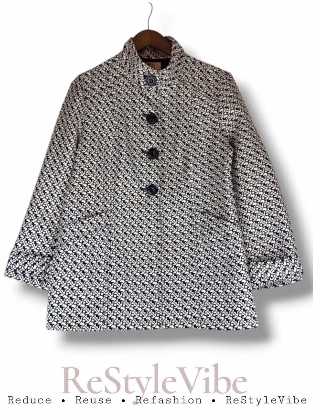 TULLE ANTHROPOLOGIE Women’s Size M Jacket Coat Peacoat Lined Houndstooth